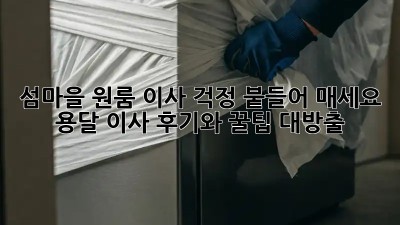 섬마을 원룸 이사? 걱정 붙들어 매세요! 용달 이사 후기와 꿀팁 대방출!